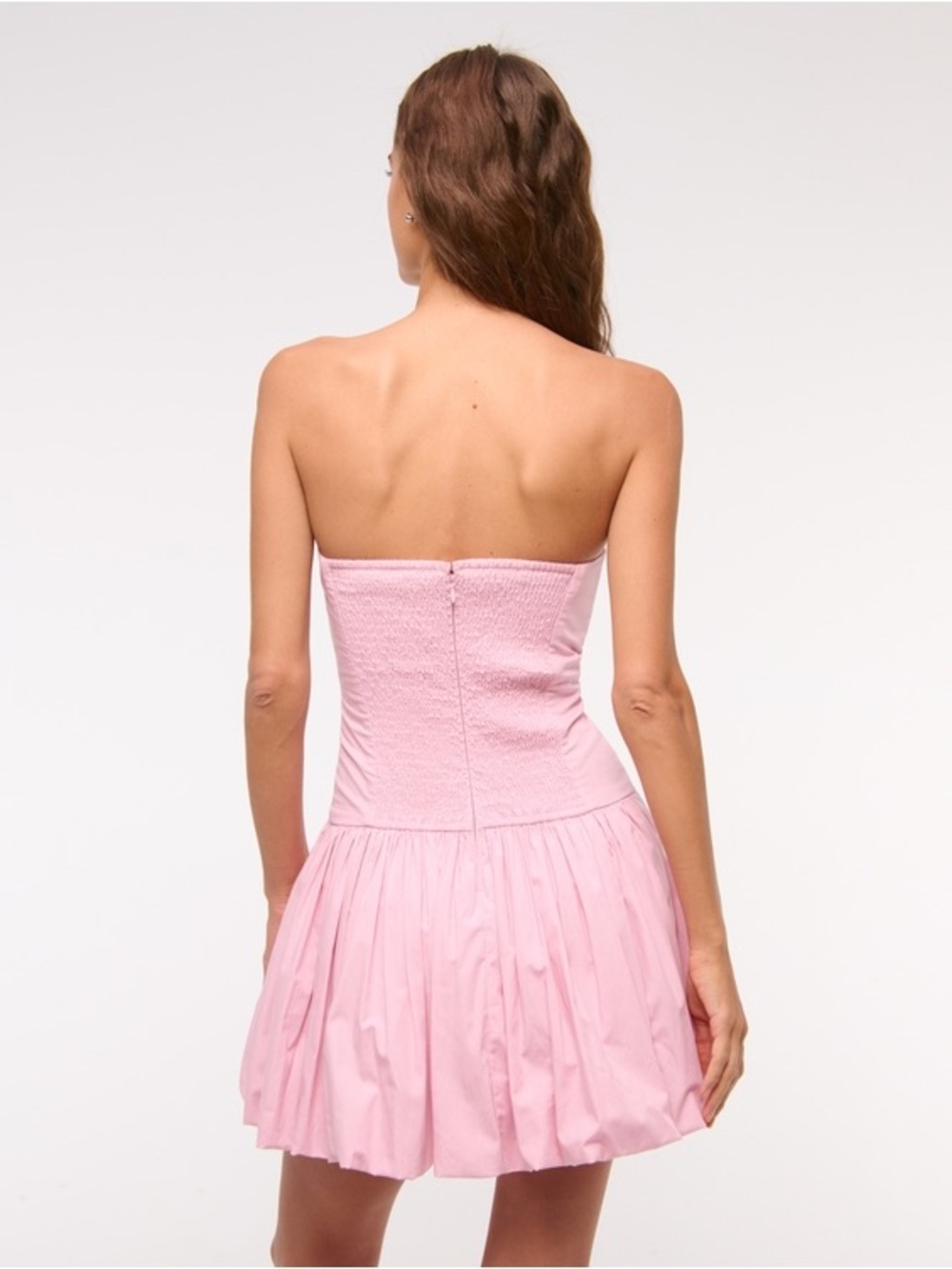 Abercrombie & Fitch Strapless Bubble Hem Light Pink‎ Mini Dress Sz M Spring - Picture 2 of 7